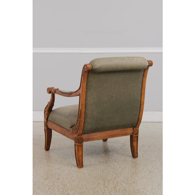 French Louis XVI Carved Leather Arm Chair For Sale - Image 16 of 17