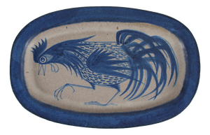 Large Mid-Century Danish Oblong Ceramic Decorative Platter in Blue and Grey from Thomas Toft, 1960s