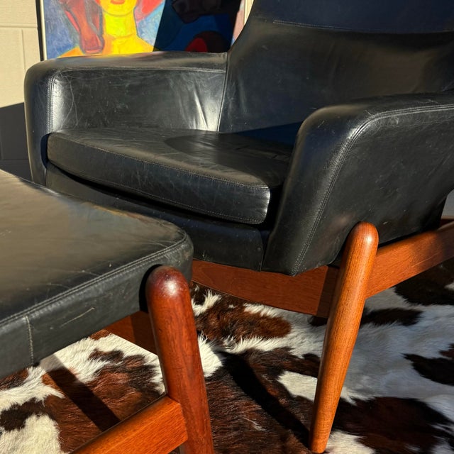 Epic Danish Madsen and Schubell Lounge and Ottoman For Sale - Image 9 of 12