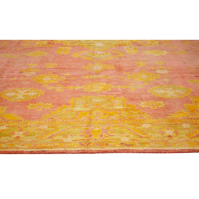 1910s Antique Turkish Oushak Hand Knotted Wool Rug, 9'8''x16' For Sale - Image 5 of 6
