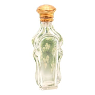 Perfume Bottle in Glass and 15 Karat Gold For Sale