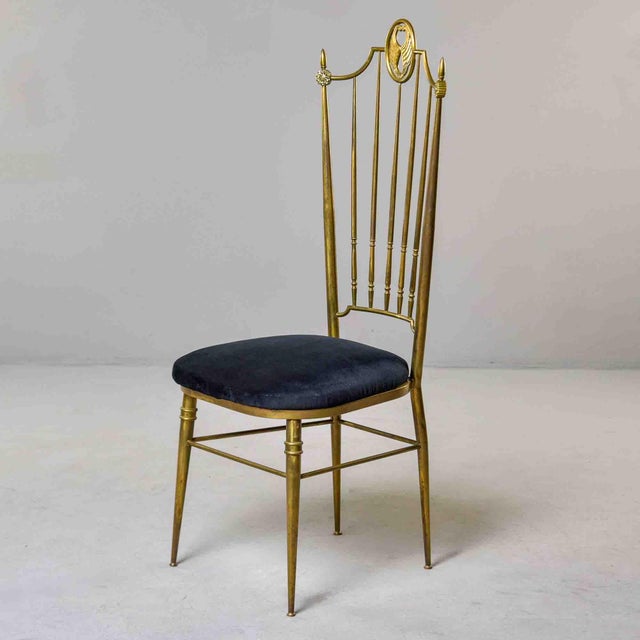 Metal Italian Brass High-Back Chiavari Side Chair With Cast Wing Crest For Sale - Image 7 of 9