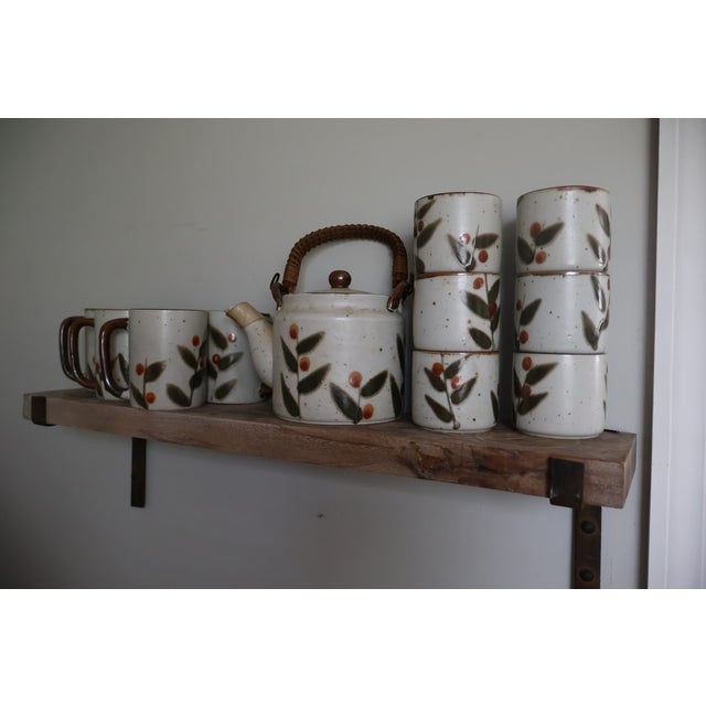 vintage Otagiri Mercantile Company (OMC) stoneware tea set in the "Bittersweet" pattern, featuring a speckled finish, a...