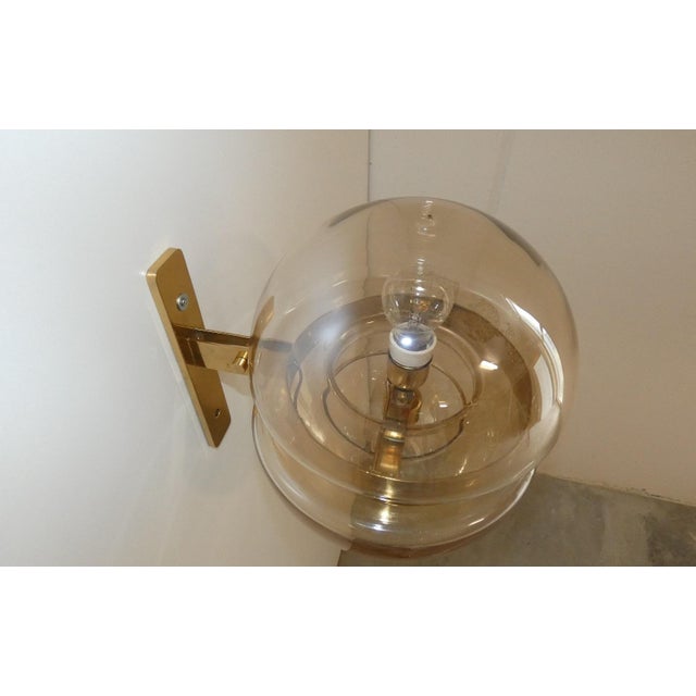 Double-Cap Wall Light in Amber Glass and Brass from Peill & Putzler, Germany, 1960s For Sale - Image 11 of 18