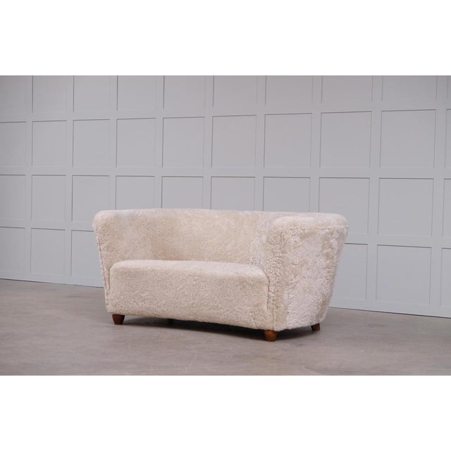 Danish Curved Sheepskin Sofa, 1940s For Sale - Image 6 of 14