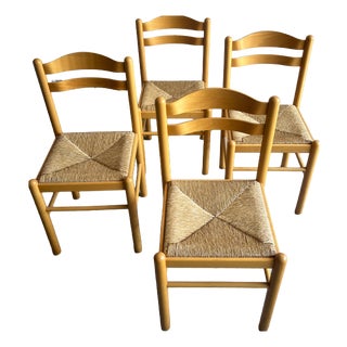 Italian Rush Seat Dining Chairs, Set of 4 For Sale