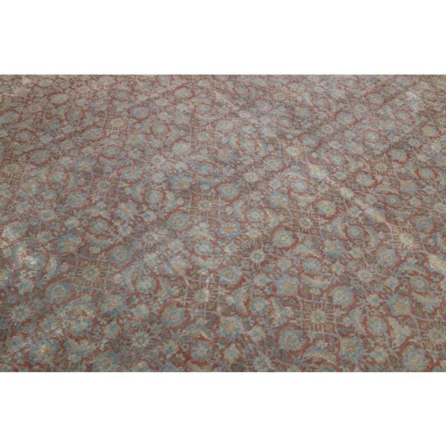 Handmade Rust Wool Rug Antique Persian Tabriz With Allover Motif For Sale - Image 9 of 9