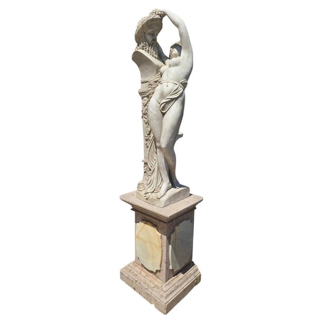 Italian Artist, Greek Revival Sculpture of a Female Figure with the Bust of Dionysus, 1970, Marble For Sale - Image 10 of 10