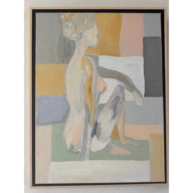 Figurative Pair of Original Acrylic Figurative Paintings in Floater Frames For Sale - Image 3 of 12