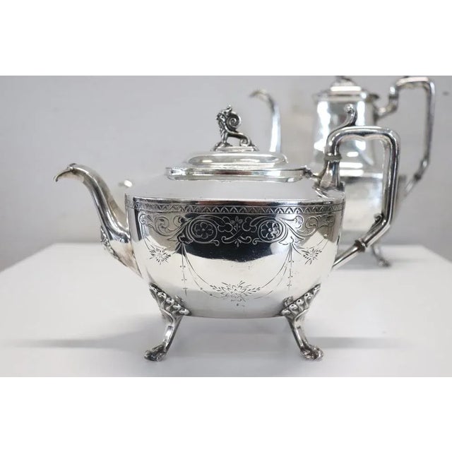 Antique Silver Plate Tea and Coffee Set by Mark Reed & Barton, 1880s, Set of 3 For Sale - Image 4 of 13