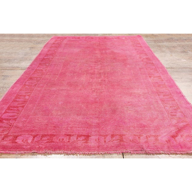 Vintage Turkish Pink Oushak Rug, 04'05 X 09'04 For Sale - Image 9 of 10