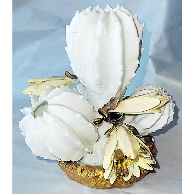 Antique Moore Bros. Porcelain bone China Cactus Flower vases, late 19th century from England, Victorian era. What a...