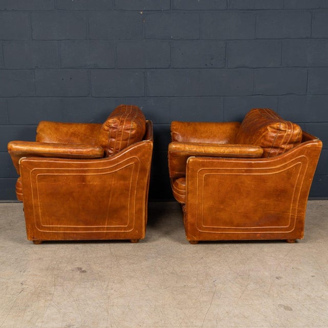 Roche Bobois Vintage French Leather Chairs in the style of Roche Bobois, 1970s, Set of 2 For Sale - Image 4 of 18