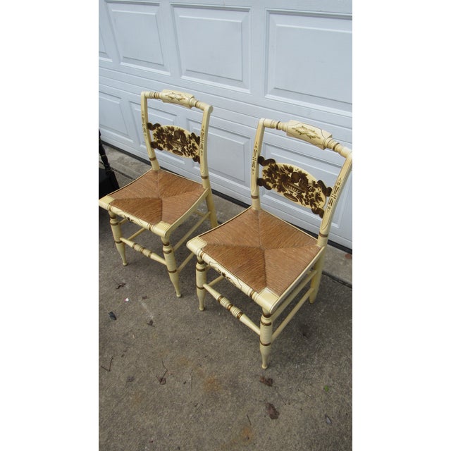 Farmhouse Pair of 1980s Farmhouse Hitchcock Chairs Designer Cream For Sale - Image 3 of 9