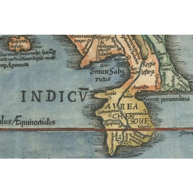 Map of India and Southeast Asia from Ptolemaic Geography, 1535 For Sale - Image 6 of 10