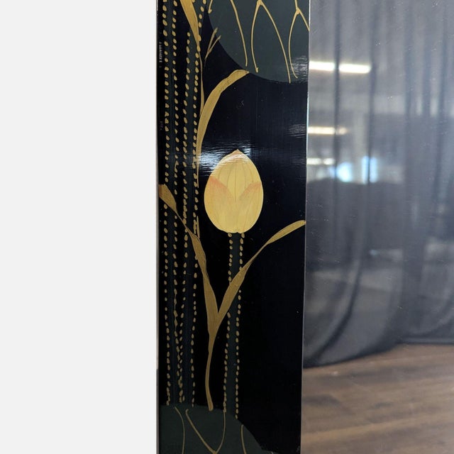 2000 - 2009 Asian Inspired Lacquered Wood Framed Mirror For Sale - Image 5 of 6
