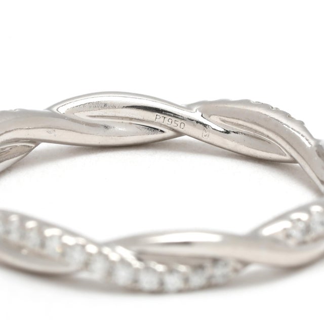 Early 21st Century 0.40ctw Diamond Twisted Eternity Band Ring, Platinum, Ring Size 5.75 For Sale - Image 5 of 5