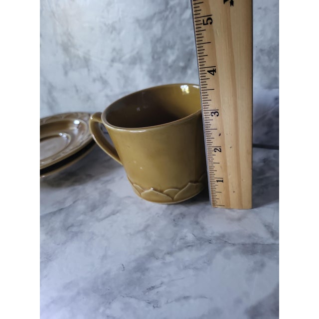 1980s Golden Seville Stoneware Coffee Mugs Saucers For Sale - Image 10 of 10