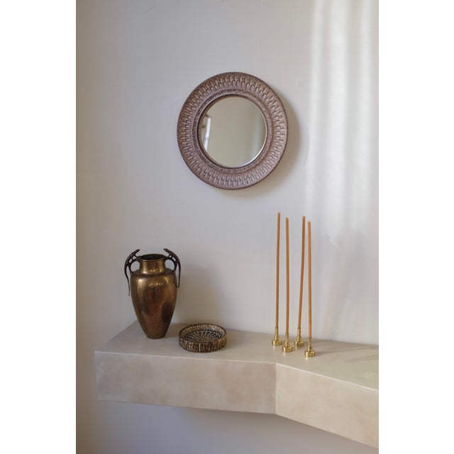 Danish Mid-Century Ceramic Wall Mirror For Sale In New York - Image 6 of 6
