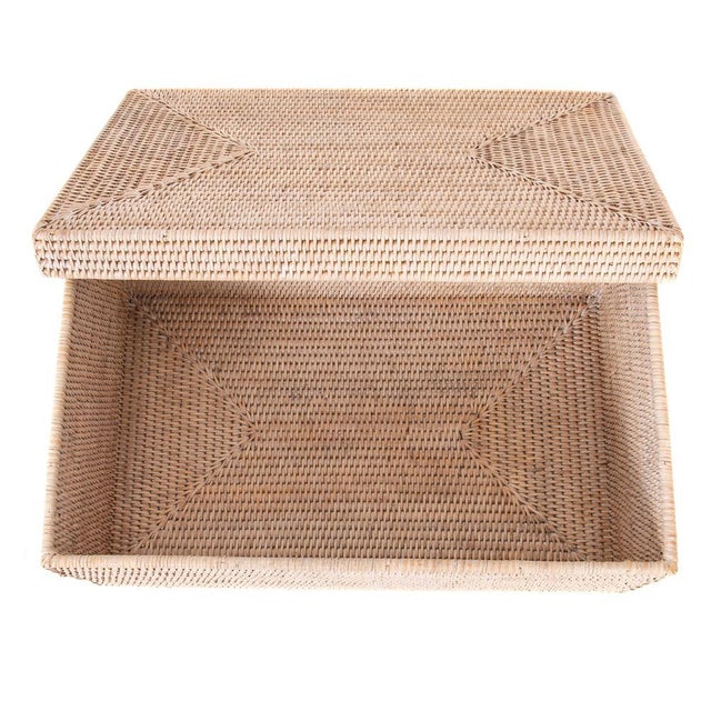 Artifacts Rattan Rectangular Storage Box with Lid in White Wash - 14" For Sale In Houston - Image 6 of 7