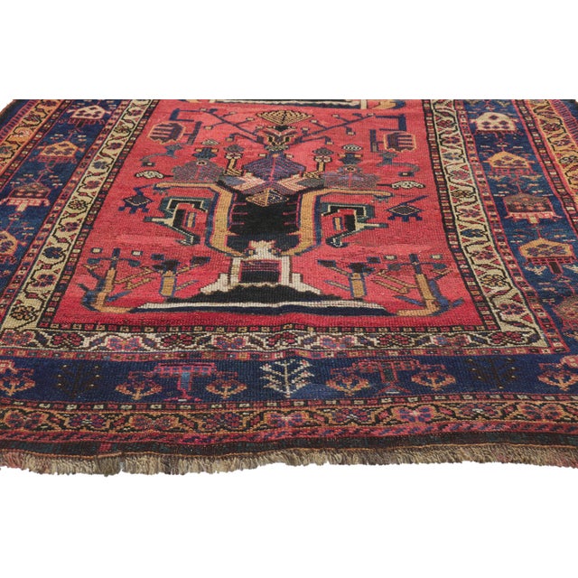 Antique Persian Lori Rug With Vase Design - 04'10 X 08'06 For Sale - Image 4 of 9