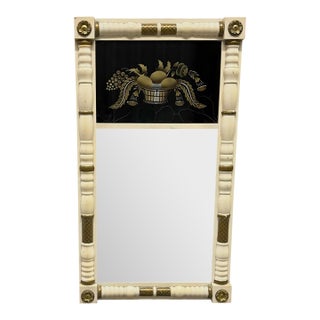 Vintage Hitchcock Federal Style Églomisé Mirror – Neoclassical Gilt & Ivory Frame For Sale