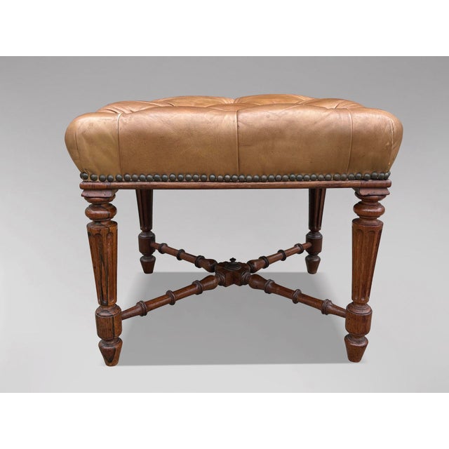 Hollywood Regency Regency Rosewood Leather Stool, 1825 For Sale - Image 3 of 10