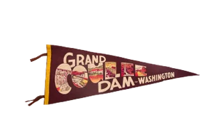 Vintage Grand Coulee Dam Washington Felt Flag Pennant