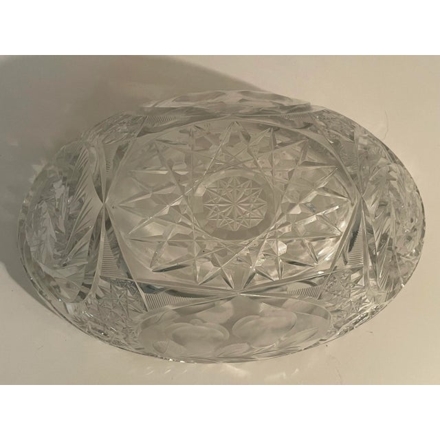 Antique Cut Glass Bowl - Large 12" - Pear and Hobstar Pattern For Sale In Philadelphia - Image 6 of 8