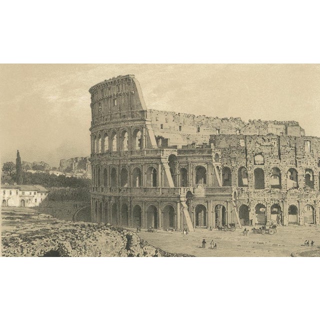 Cream After Bayot, Colosseum and Arch of Constantine, Rome, 1869, Lithograph For Sale - Image 8 of 10