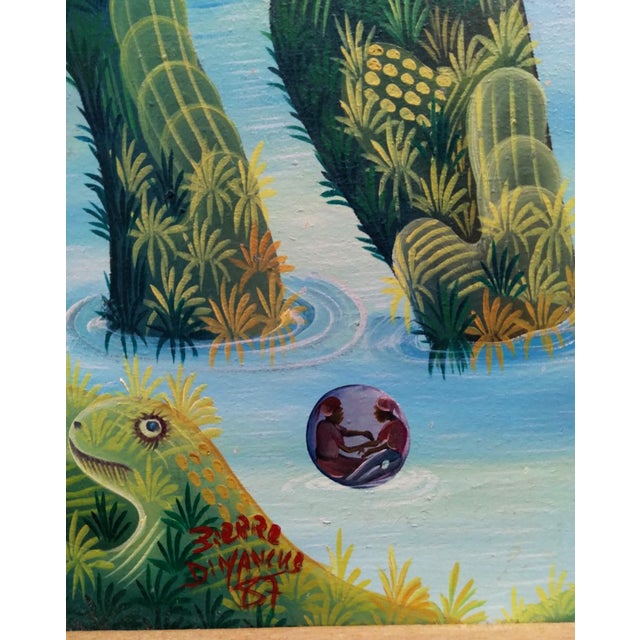 1980s Haitian Artist Pierre Dimanche Originsl Oil Painting For Sale - Image 4 of 6
