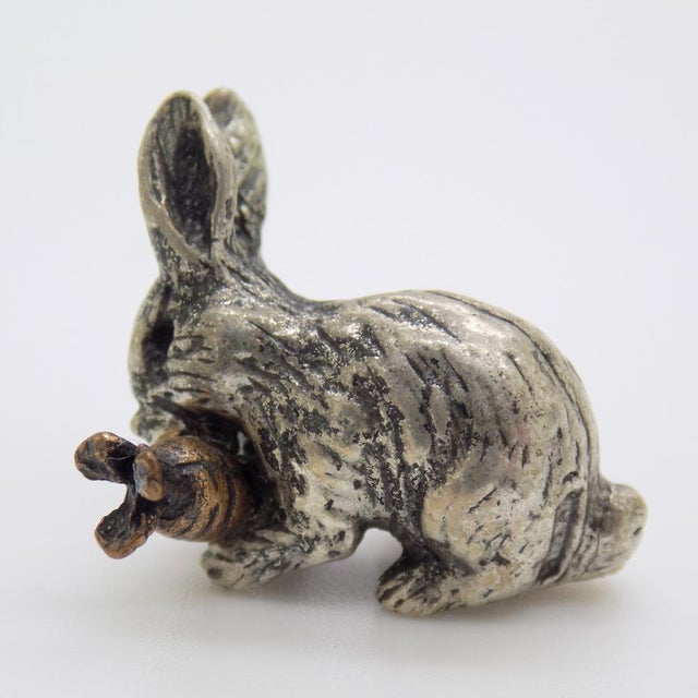 Vintage Italian Handmade Silver and Brass Bunny with Carrot, Italy, 1970s For Sale - Image 4 of 13