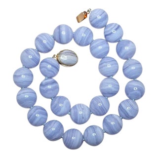 Chalcedony Blue Lace Agate Necklace For Sale