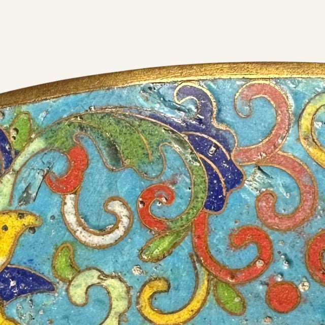 Turquoise 17th Century Pair of Late Ming Dynasty Cloisonné Censers For Sale - Image 8 of 11