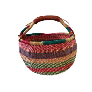 1980s Large African Bolga Ghana Market Basket For Sale