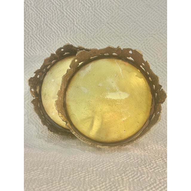 Metal Vintage Cast Brass Grapevine Wine Bottle Coasters- A Pair For Sale - Image 7 of 9