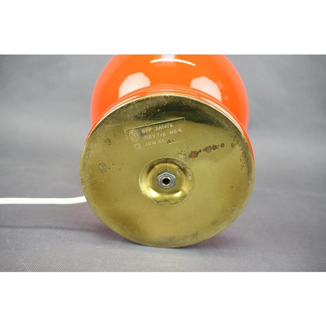 Orange Czech Orange Opaline Glass Mushroom Table Lamp, 1970s For Sale - Image 8 of 13