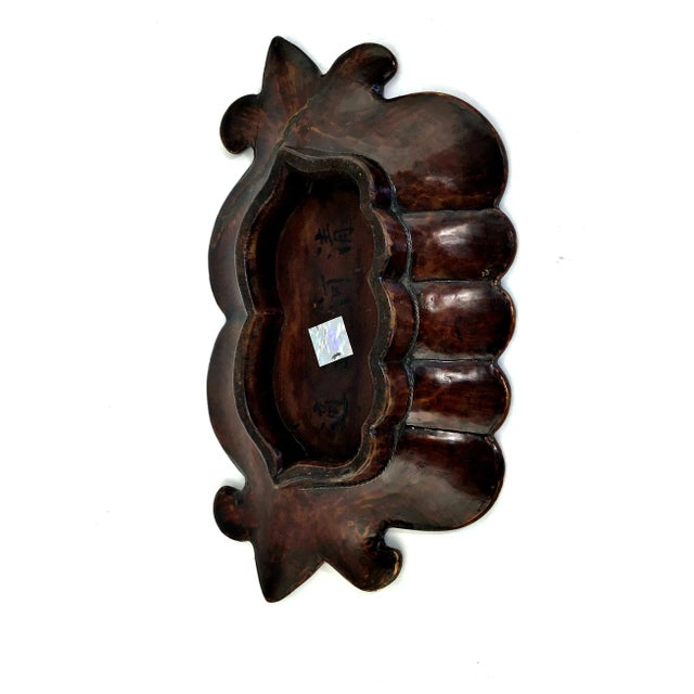 Gold 1900s Chinese Wood Platter Tray With Gold Painting For Sale - Image 8 of 13