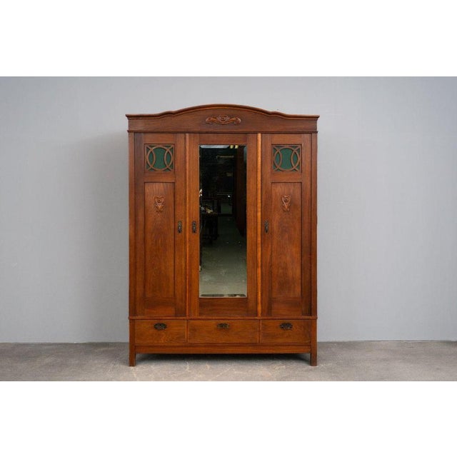 Wardrobe Period & Style: Art Nouveau - Early 20th Century Features - Elegant and impressive Art Nouveau wardrobe - Ample...