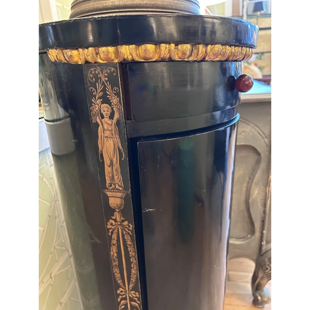 Black Vintage Painted Pedestal With Drawer and Concealed Storage For Sale - Image 8 of 8