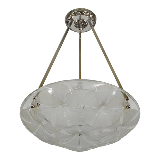 French Art Deco Pendant Light by Francis Hubens & Degue - 1930 France For Sale