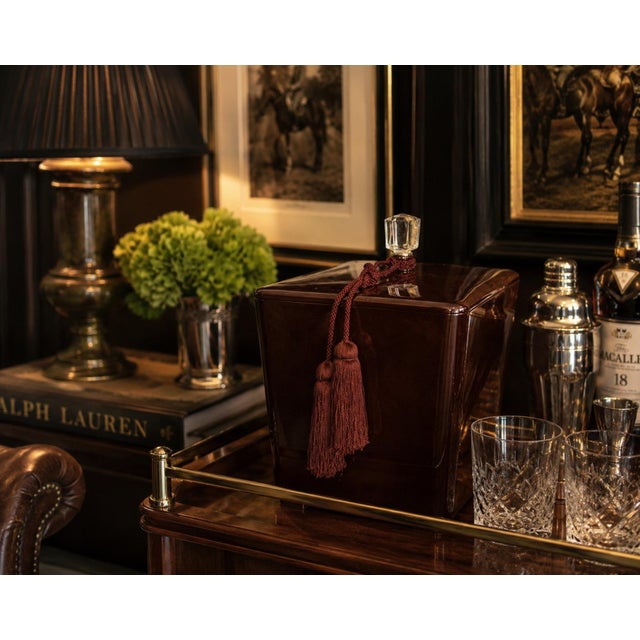 Chinoiserie Lacquered Oversized Ice Bucket With Removable Liner, Cut Glass Finial & Tassel - Ralph Lauren, Palm Beach Regency & Traditional - See Pics! For Sale - Image 3 of 7