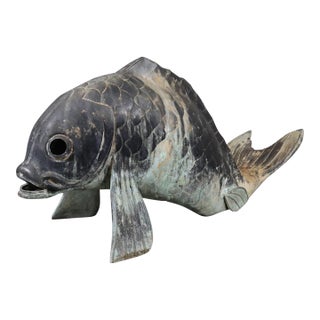 Monumental Brass or Bronze Fish or Koi Statue For Sale