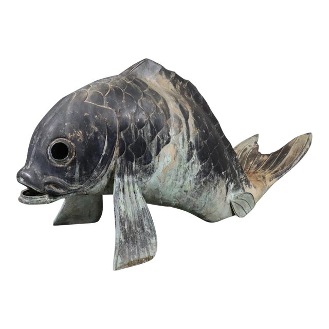 Monumental Brass or Bronze Fish or Koi Statue For Sale
