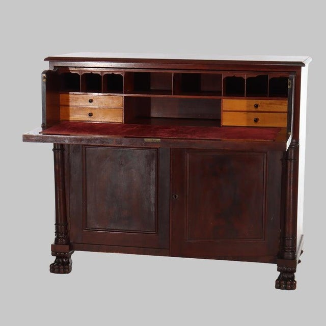 Antique American Empire Classical Flame Mahogany Butler’s Desk C1840 For Sale - Image 16 of 18