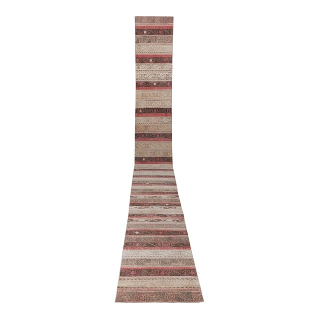 Vintage Patchwork Turkish Runner Rug - Stair Carpet For Sale