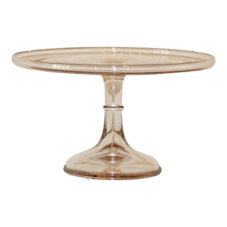 Antique 19th Century Eapg Banded Clear Glass Pedestal Cake Stand For Sale