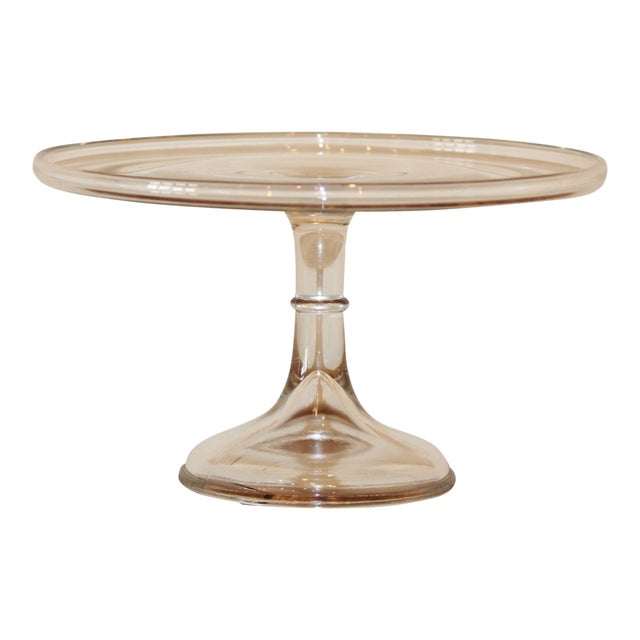 Antique 19th Century Eapg Banded Clear Glass Pedestal Cake Stand For Sale