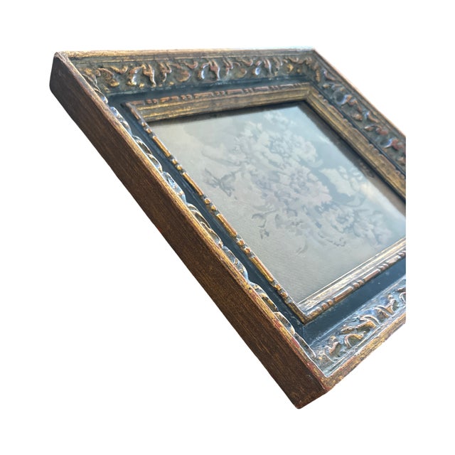 Wood Antique Floral Tapestry in Exceptional Black & Gilt Frame For Sale - Image 7 of 11