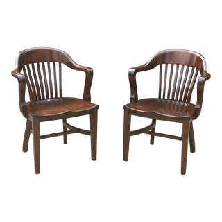 Pair of Vintage 1950s Birch Bankers Chairs For Sale